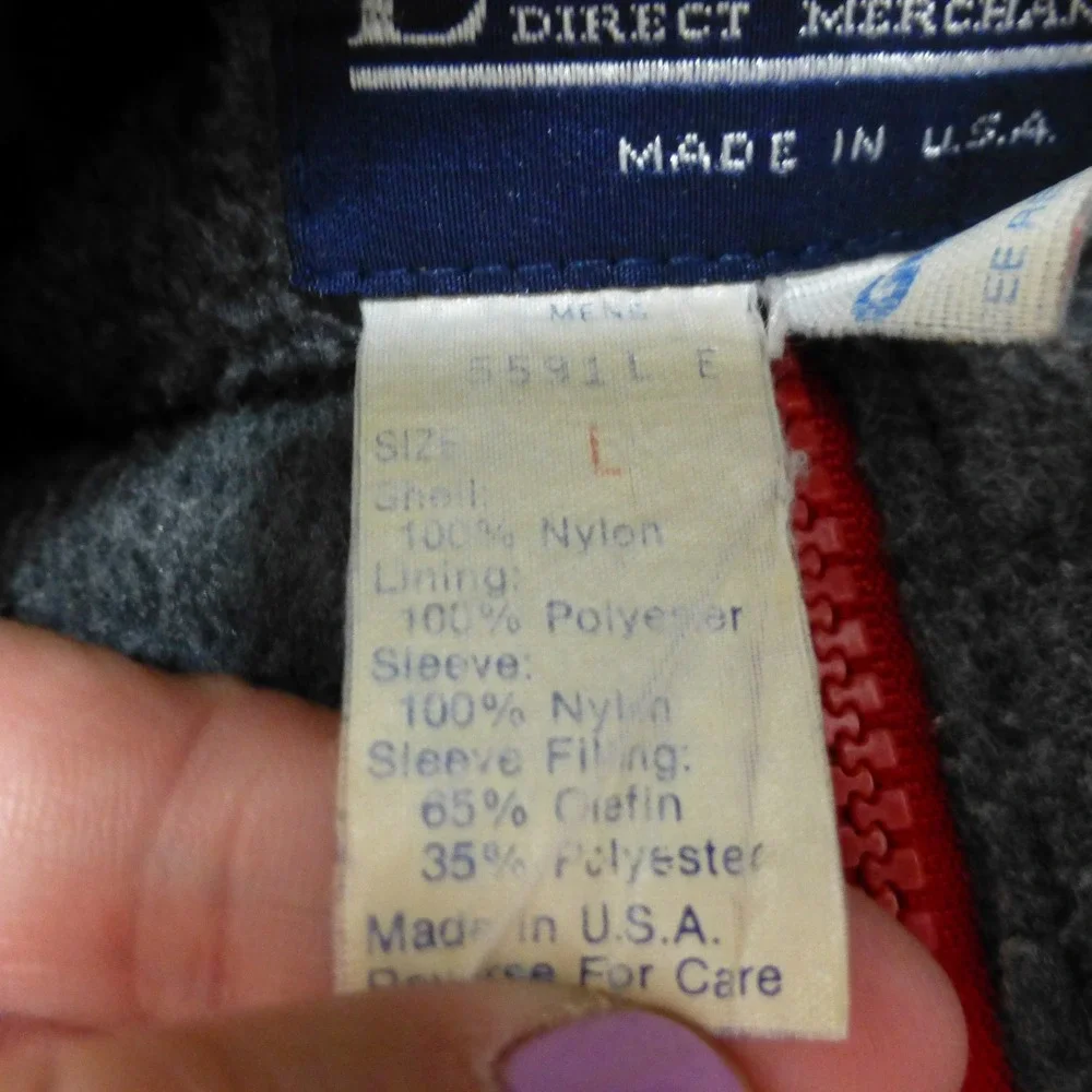 Vintage Lands End Gore-Tex Squall Jacket Mens Large Red Grey Fleece Lined USA